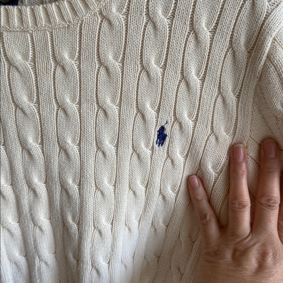 Polo by Ralph Lauren Cream Cable Knit Crewneck Sweater - Picture 7 of 7